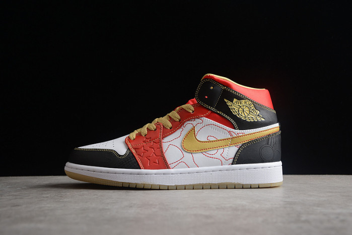 jordan 1 mid xq white black sport red - dv0576-176