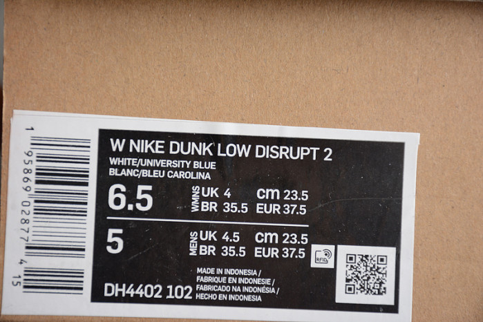 nike dunk low disrupt 2 white university blue (w) dh4402-102