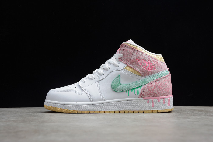 jordan 1 mid paint drip (gs) dd1666-100